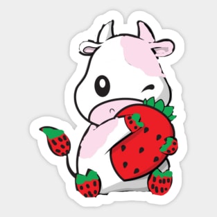 Cute Strawberry Cow Sticker